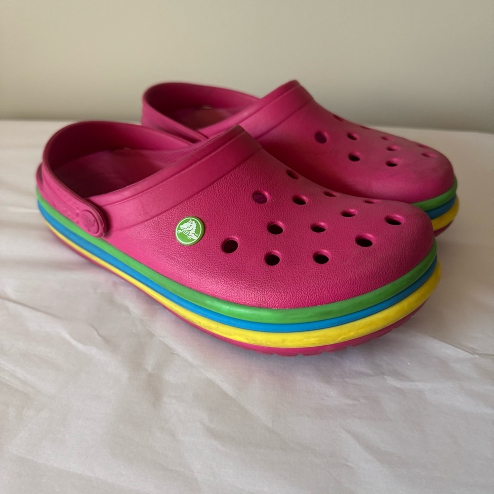 CROCS Women’s Size 10 Pink and Rainbow Sandals